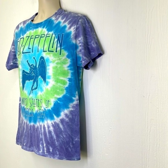 Liquid Blue - Led Zeppelin United States Of America 1977 Tye Dye Graphic Tee Med - Picture 5 of 8